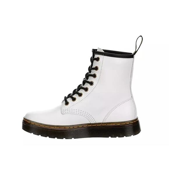 Dr Martens Boots Mens Size 10 Lace up 8 Eyes Combat White Smooth Leather Zavala - Picture 2 of 8